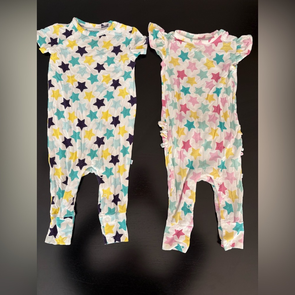 B/G twin posh peanut rompers 9-12 mo